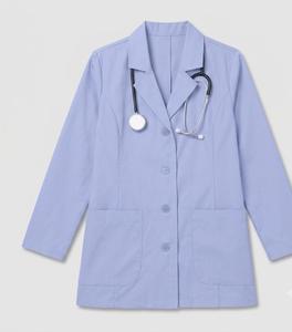 Bata de Laboratorio Unisex Azul Claro con Bolsillo para Estetoscopio, Uniforme de Hospital, Tejido de Algodón y Poliéster, Ajuste para Personal Médico - Product Image 2