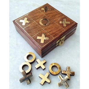 Juego de Tic Tac Toe de Madera de Lujo Hecho a Mano con Piezas de Latón, Decoración Vintage para Mesa de Centro, Juego de Mesa para Regalo Familiar - Product Image 3