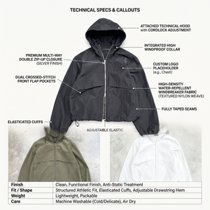 Men's Custom Coated Windbreaker <b>Jacket</b> 100% Nylon Waterproof Two-Way Zipper Front Blank Hood Outdoor Sialkot Factory - Product Image 6