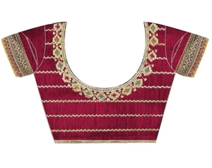 Sari Tradicional de Mezcla de Seda con Bordado - Product Image 4