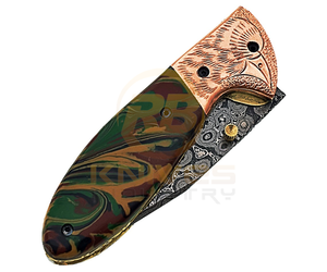 Couteau de poche artisanal OEM en acier Damas – Couteau pliant ultra-affûté avec manche en résine pour le camping et l'EDC - Product Image 3