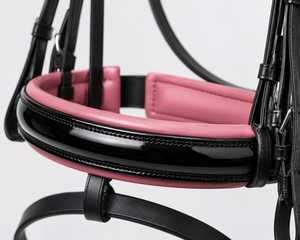Leather <b>Padded</b> Bridle Horse Tack Headpiece Crystal Browband Cushioned Noseband Custom Logo Dressage Riding Training <b>Smart</b> - Product Image 3
