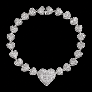Customizable Full Iced Moissanite Diamond Big Heart <b>Choker</b> Chain Bling Bling Women Gift Party Necklace Hot Selling Jewelry - Product Image 1