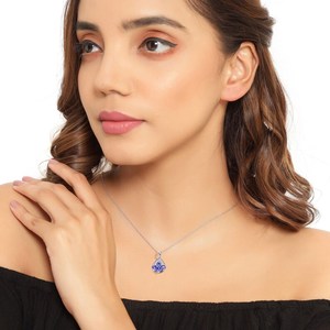 Pendentif vintage en tanzanite naturelle véritable, en argent sterling 925 plaqué or, collier de fiançailles pour femmes - Product Image 2
