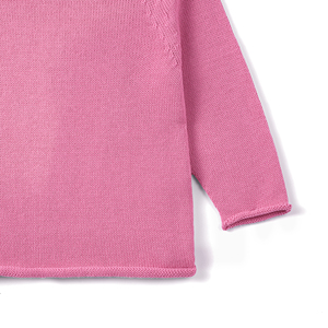 เสื้อไหมพรมเด็ก คอเต่า แขนยาว สีชมพูกุหลาบ แบบยูนิเซ็กส์ สไตล์ลำลอง สำหรับฤดูใบไม้ผลิ ผ้าฝ้าย 100% ชั้นเดียว - Product Image 4