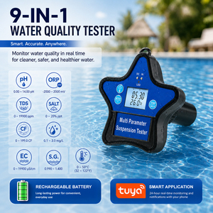 Testeur de qualité de l'eau de piscine intelligent WiFi Tuya, flottant, 9-en-1, numérique, pH-mètre, ORP, CL, chlore, EC, TDS, sel, moniteur de température - Product Image 3