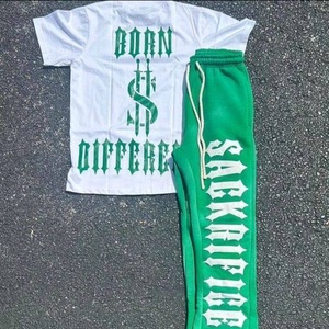 Ensemble de vêtements décontractés pour hommes avec logo personnalisé, en coton, 2 pièces, haut à manches courtes et pantalon de sport, ensemble de survêtement, pantalon de jogging - Product Image 4