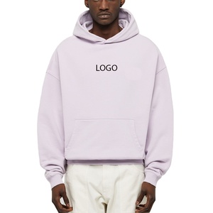 Sweat-shirts à capuche en molleton de coton lavande 500 GSM pour hommes, coupe oversize et épaules tombantes, personnalisables avec logo, style streetwear, production en gros - Product Image 1
