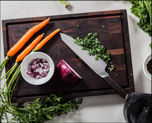 Planche à découper en bloc de boucher en bois d'acacia Outil de cuisine naturel avec poignée et rainure à jus pour hacher - Product Image 6