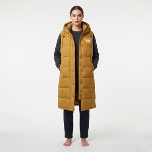 Veste d'hiver matelassée longue pour femme, personnalisable, de haute qualité, avec capuche et fermeture éclair intégrale, couleur unie, personnalisez votre propre logo - Product Image 4