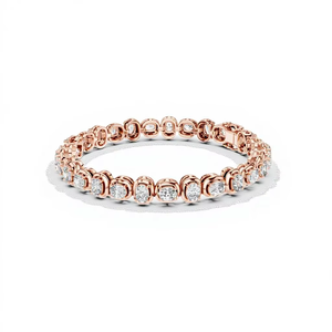 UNIQUE LAB GROWN ROUND DIAMOND TENNIS BRACELET DUAL SAFETY LOCK SET IN 18KT SOLID <b>ROSE</b> GOLD GIFTING PARTY EVERYDAY WEAR - Product Image 1