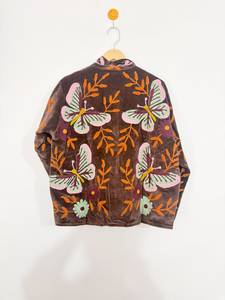 Wholesale ODM Handmade <b>Velvet</b> Embroidered Boho <b>Jacket</b> Custom Embroidery Men <b>Women</b> Colorful Floral Butterfly Design Suzani - Product Image 5