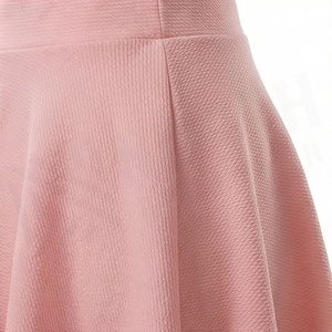 Jupe courte trapèze pour femme, couleur unie, taille élastique, plissée, tricotée, en spandex et polyester, style décontracté, toutes saisons, rose - Product Image 5