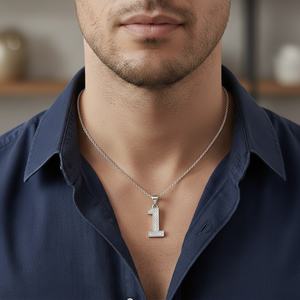 Colgante Diamtrendz Número 1 de la Suerte Sin Cadena, Plata 925 con Circonita Cúbica, Opción Disponible en Oro Sólido de 10K, 14K y 18K - Product Image 2