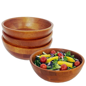 Tazón de ensalada redondo de madera pulida, ecológico y de alta calidad, de Blossom Craft India. - Product Image 4