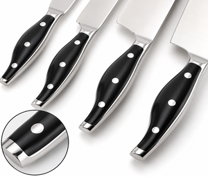 Ensemble de 4 couteaux de chef professionnels en acier inoxydable PAK ENTERPRISES avec manches noires, couteaux de cuisine hautement polis - Product Image 6