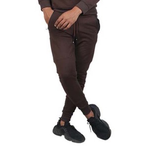 Survêtement marron pour homme, manches longues, col rond, coupe décontractée, polyester et coton, pour l'automne, avec poches latérales et cordon de serrage - Product Image 3