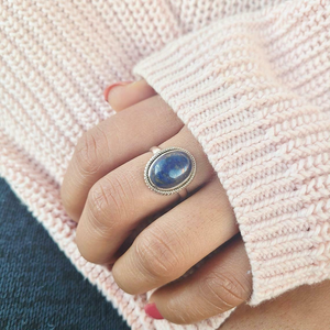 Bague en pierre précieuse Lapis Lazuli, argent sterling 925, pierre bleue royale, cadeau d'anniversaire de mariage, bague en argent, bijoux - Product Image 1