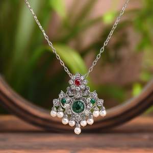 Rhodium Plated <b>Bridal</b> <b>Jewelry</b> <b>Set</b> with CZ Pendant and Earrings - Product Image 3