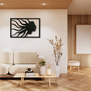 Arte de Pared Metálico Abstracto Moderno Personalizado, Silueta de Cara de Pulpo Medusa Cortada con Láser, Escultura Colgante de Hierro Negro para Sala de Estar - Product Image 4