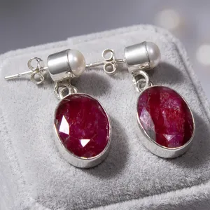Freshwater Pearls Pure <b>Silver</b> Handcrafted Drop Earrings Bezel Setting And Imitation Pearl <b>Studs</b> - Product Image 4