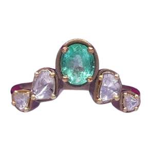 Anillos Antiguos Unisex de Plata de Ley 925 Chapados en Oro con Esmeralda Polki, MOQ Bajo - Product Image 5