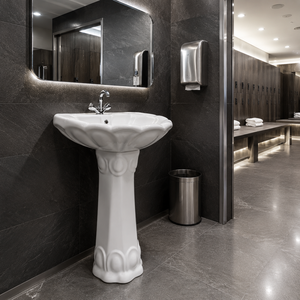 Moderno Lavabo Ovalado de Cerámica con Pedestal de Loto, Fácil de Limpiar, Garantía de 5 Años, para Hospital, Apartamento, Villa, Baño, Lavadero, con Certificación CUPC - Product Image 5