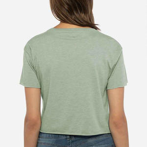 Camiseta Corta Personalizada con Cuello Redondo, Transpirable, Informal, de Punto, de Algodón y Elastano, para Mujer, Estampada - Product Image 4