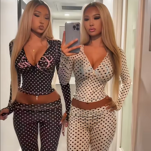 2026 Active Wear Set Polka Dot Printing Women Outfits <b>Workout</b> Women Set Jogger Yoga <b>Jacket</b> Leggings Tracksuit Set - Product Image 3