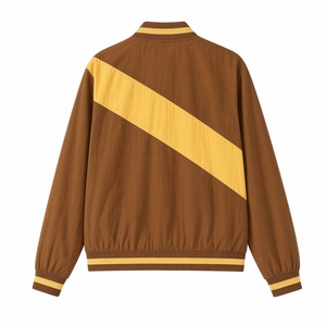 Iota Phi Theta Brown & Gold Zip Up Windbreaker <b>Jacket</b> <b>Men</b> Greek <b>Letter</b> Crest Stripe Ribbed Trim Casual Fraternity Collegiate - Product Image 4