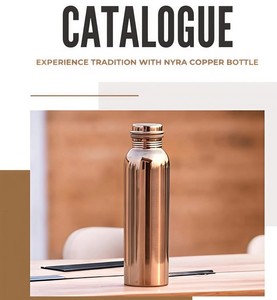 Minimal luxury copper water bottle sleek modern hydration bottle for office <b>desk</b> premium lifestyle product - Product Image 3