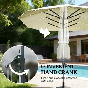 Ombrellone da Esterno Bianco Crema per Terrazzo e Cortile con Base - Product Image 2