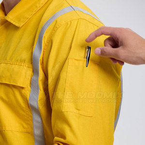 <b>Men's</b> Yellow Hi Visibility Breathable Quick Dry Reflective Safety <b>Overalls</b> Polyester Material Industrial Uniform - Product Image 5