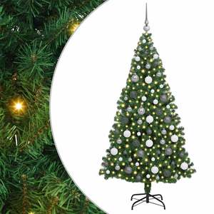 Árbol de Navidad Artificial Verde de 70.9 Pulgadas, PVC, Acero, Plástico, Luces Navideñas Festivas, Decoración - Product Image 2