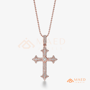 Colgante de Cruz de Moissanita Oro Rosa con Incrustaciones, Collar Estilo Hip Hop, Joyería de Lujo con Aspecto de Diamante, Regalo para Hombres y Mujeres - Product Image 5