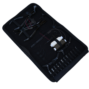 Black Stylist Hair <b>Extension</b> tools Kit with 7 In Hair <b>Extension</b> Pliers Flat Crimping Plier <b>Bead</b> Removal Tool Jumbo Styling Clips - Product Image 1