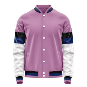 Men's Purple Color Block Baseball Jacket Full Sleeve Zipper Closure Breathable Polyester Regular Fit All Seasons Wear - Product Image 6