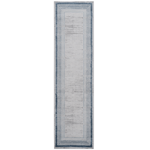 MARFI Collection 2X8 <b>Runner</b> <b>Rug</b> in Blue/ Ivory with Bordered Design - Product Image 1