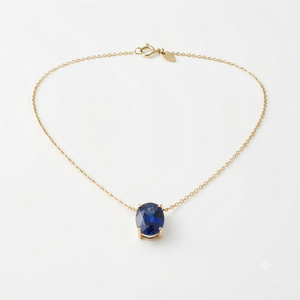Collar con Colgante de Circonita Azul Creada en Laboratorio, Chapado en Oro, Cadena de Plata 925 para Mujer, Regalo para Fiesta - Product Image 1
