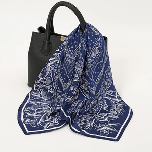 Foulard carré en soie 70x70cm pour femme, en satin imprimé, bandana, petit cache-cou, hijab, châle pour femme et fille - Product Image 6