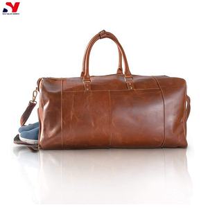 New Arrival Cowhide Leather Luxury <b>Men</b> Premium Leather Outdoor Duffel Travel Duffle <b>Weekender</b> <b>Bags</b> Low Cost Wholesale Price - Product Image 2