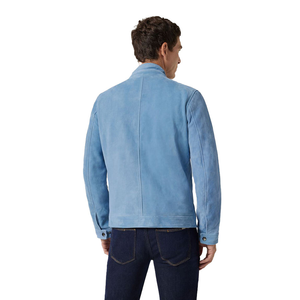 Men's Winter Genuine Leather <b>Slim</b> <b>Fit</b> Motorcycle <b>Jacket</b> with Zipper Closure Stand Collar Custom Logo Factory Price Best Quality - Product Image 3