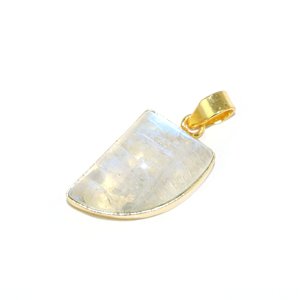 Classic Design Natural White Rambo <b>Moonstone</b> Fancy Shape 22K Plated <b>Pendant</b> Brass Metal Fashionable Jewelry for Girls Wholesale - Product Image 2