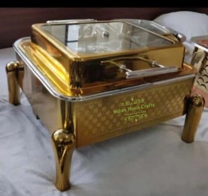 Stainless Steel Steam Table <b>Buffet</b> <b>Server</b> Steam Heating Eco Mode Catering Hotel Use Gold PVD Indian Home Crafts - Product Image 4