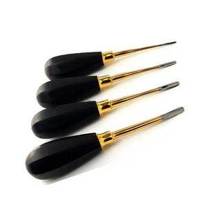 Juego de elevadores dentales alemanes Lux, 4 piezas, elevadores rectos de 2,5 mm, color negro y dorado, instrumentos de extracción para cirugía oral, herramientas dentales premium. - Product Image 1