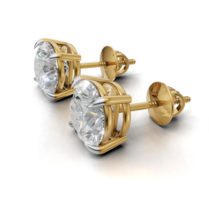 Boucles d'oreilles solitaires en argent sterling 925 plaqué or 14 carats avec zircon de 2 carats chacun pour cadeau d'anniversaire unisexe par Avarta Jewellery - Product Image 3