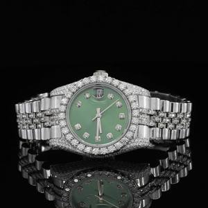 Nouvelle montre de luxe pour homme en argent sterling 925 de qualité supérieure avec cadran vert en moissanite, montre personnalisable avec diamants - Product Image 3