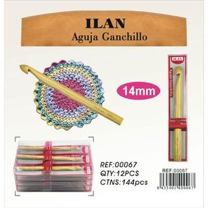 Crochet à crochetage Ilan 14 mm en bois pour travaux manuels - Product Image 1