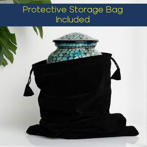 Urne funéraire moderne en mosaïque de verre pour cendres humaines, faite à la main, grande taille, pour adulte, avec carreaux de verre appliqués à la main, décorative florale - Product Image 4