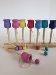 Juego de Mesa y Pelota de Madera Artesanal Colorido, Balero Mexicano Tradicional, Juguetes Bilboquet, Juego Clásico de Habilidad Educativa para Niños - Product Image 2